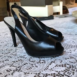 Nine West Leather Peep Toe Heels